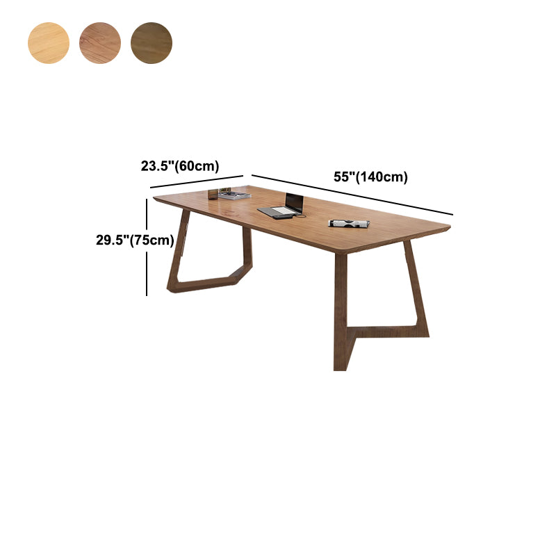 Minimalism Solid Wood Table for Restaurant Rectangle Table with Wood Pedestal