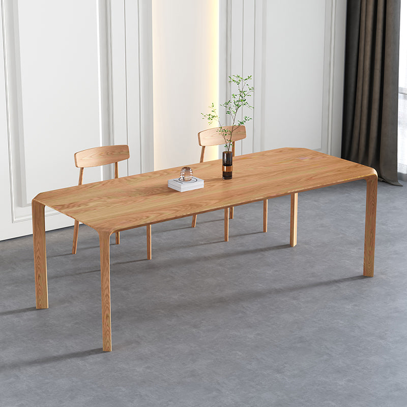 Solid Wood 4 Legs Dining Site Table Modern Rectangle Fixed Dinette Table