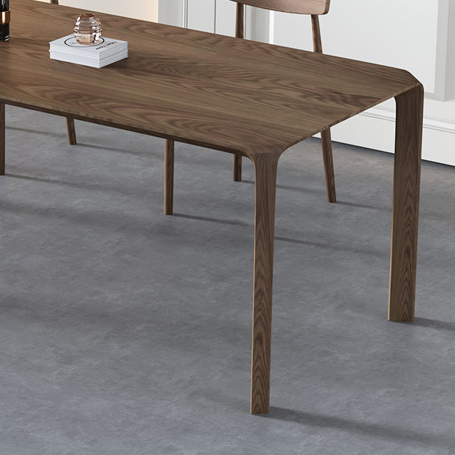 Solid Wood 4 Legs Dining Site Table Modern Rectangle Fixed Dinette Table