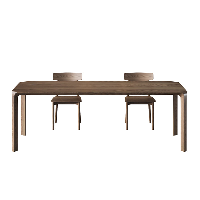 Solid Wood 4 Legs Dining Site Table Modern Rectangle Fixed Dinette Table