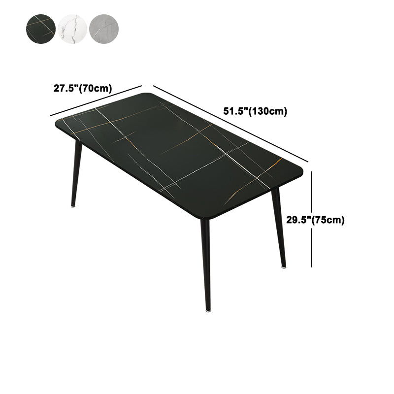 Rectangle Stone Top Dining Table Modern Black Base Dining Table for Living Room
