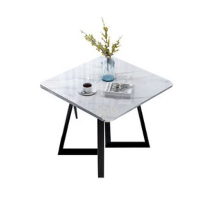 Glam Style Stone Square Dining Table with Metal 4 Legs for Living Room
