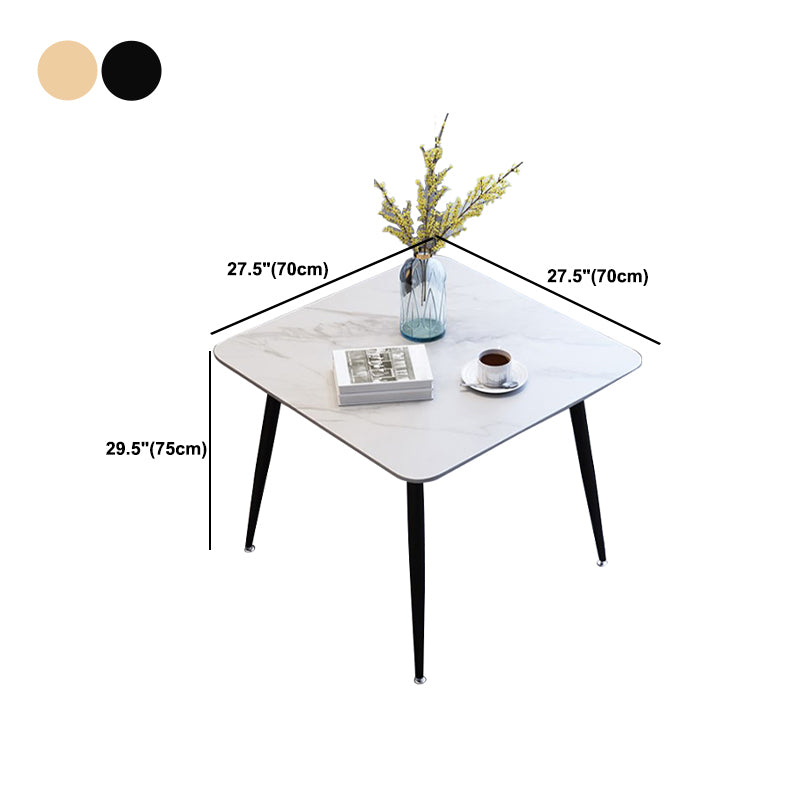 Glam Style Stone Square Dining Table with Metal 4 Legs for Living Room