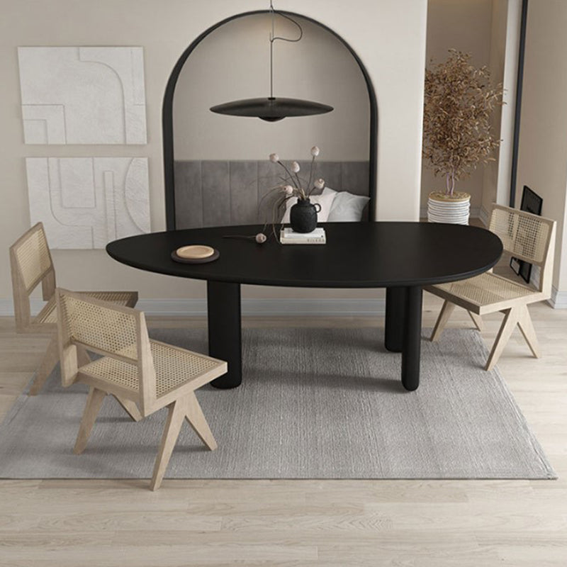 Nordic Simple Solid Wood Table for Restaurant Oval Table with Three Pedestal