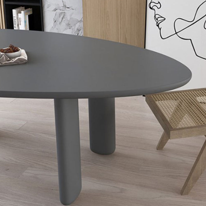 Nordic Simple Solid Wood Table for Restaurant Oval Table with Three Pedestal