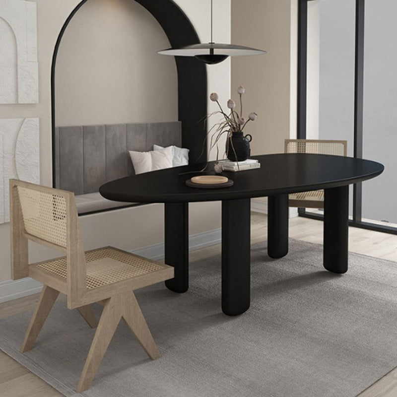 Nordic Simple Solid Wood Table for Restaurant Oval Table with Three Pedestal