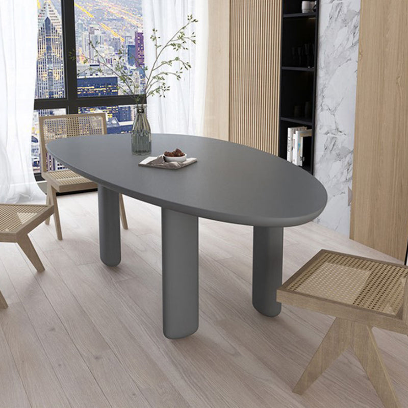 Nordic Simple Solid Wood Table for Restaurant Oval Table with Three Pedestal