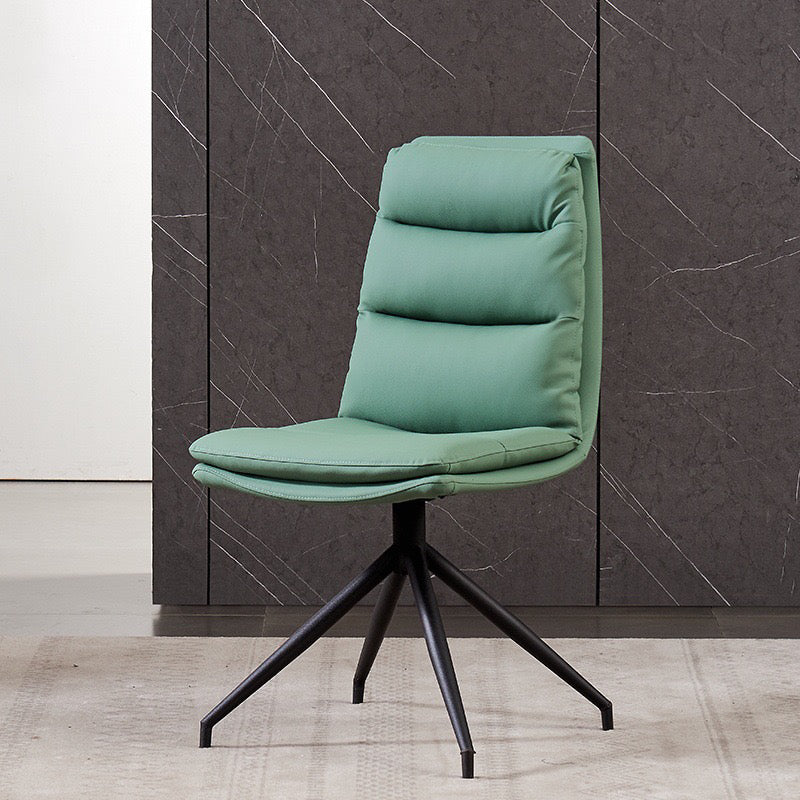 Minimalist Style Armless Solid Back Chair for Home Faux Leather Side Chair