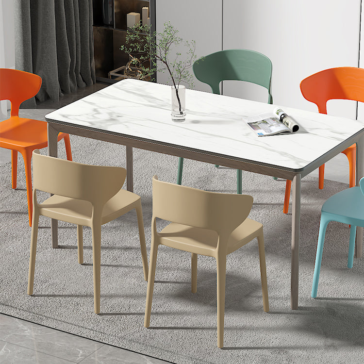 Minimalist Plastic Dining Armless Chair Colorful Wingback Side Chair
