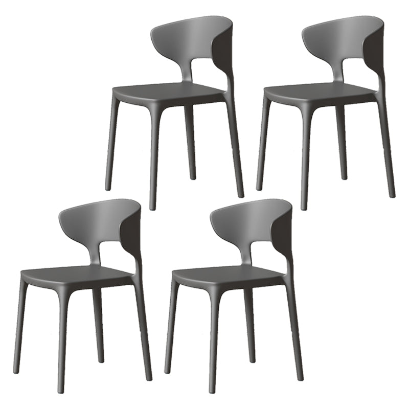 Minimalist Plastic Dining Armless Chair Colorful Wingback Side Chair