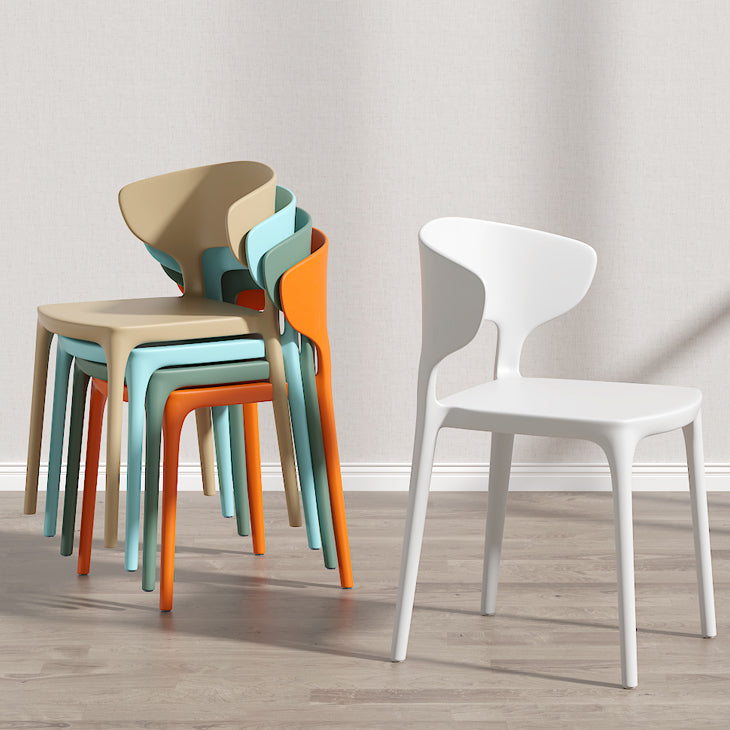 Minimalist Plastic Dining Armless Chair Colorful Wingback Side Chair