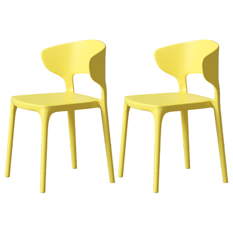Minimalist Plastic Dining Armless Chair Colorful Wingback Side Chair