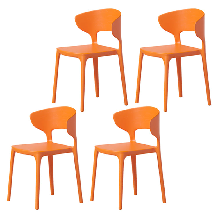 Minimalist Plastic Dining Armless Chair Colorful Wingback Side Chair