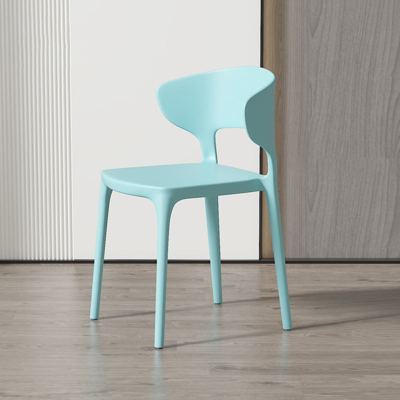 Minimalist Plastic Dining Armless Chair Colorful Wingback Side Chair