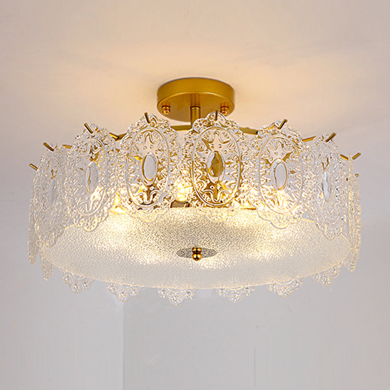 Modern Geometric Ceiling Light Glass Flush Mount Light for Living Room