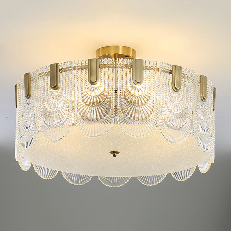 Modern Geometric Ceiling Light Glass Flush Mount Light for Living Room