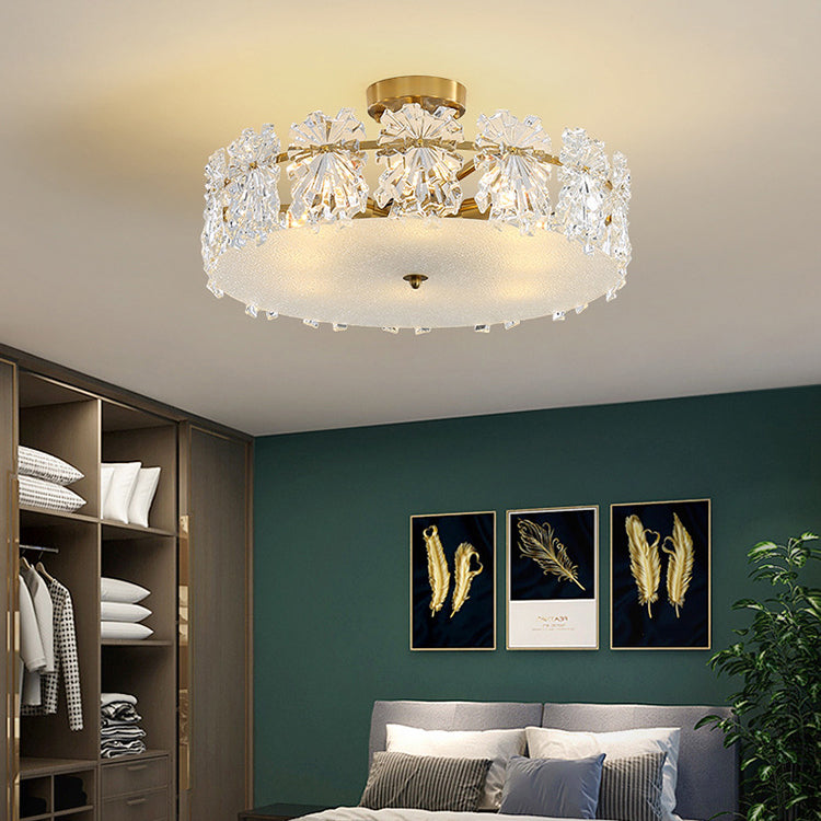 Modern Geometric Ceiling Light Glass Flush Mount Light for Living Room