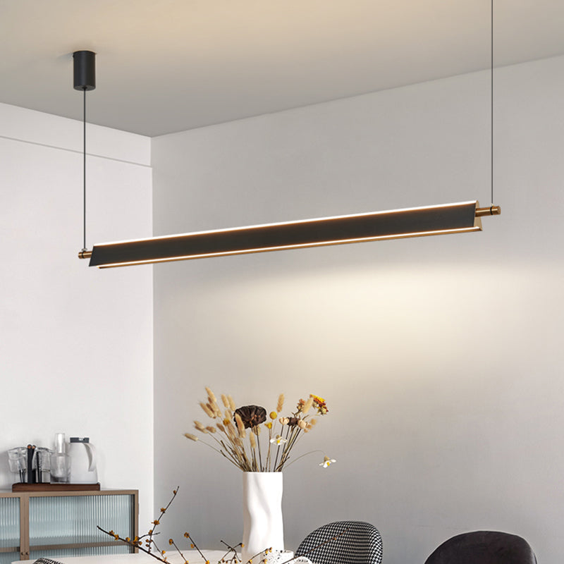 Contemporary Linear Island Lighting Fixture Simple LED Hanging Light for Dining Room