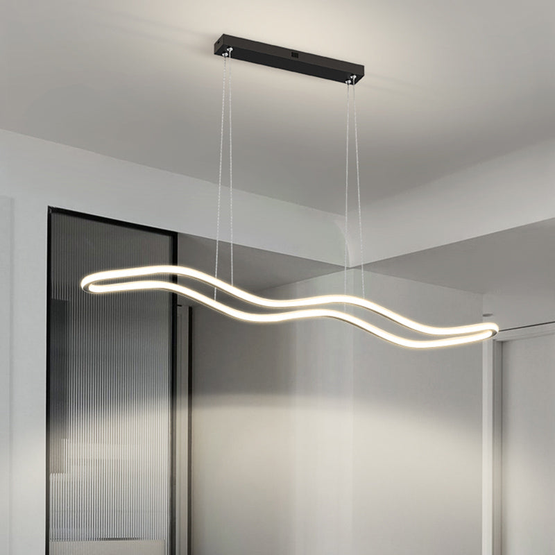 Creative Linear Island Lighting Fixture Modern Style LED Hanging Light for Dining Room