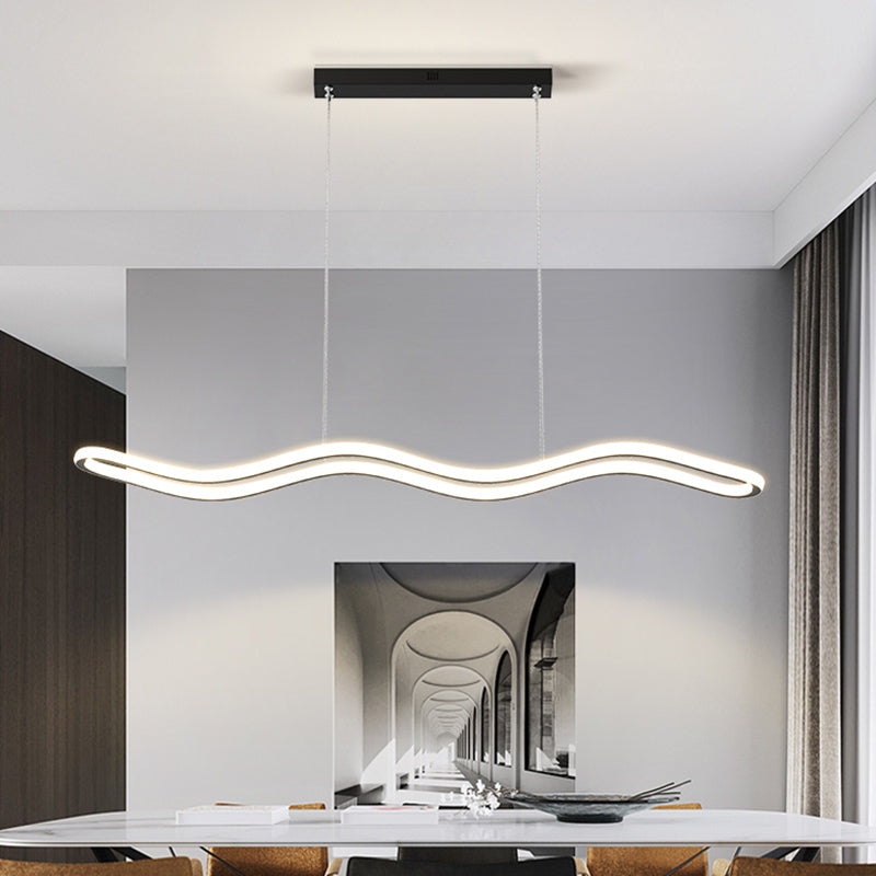 Creative Linear Island Lighting Fixture Modern Style LED Hanging Light for Dining Room
