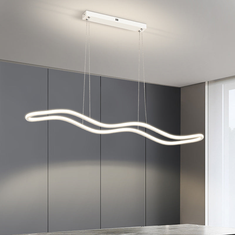 Creative Linear Island Lighting Fixture Modern Style LED Hanging Light for Dining Room