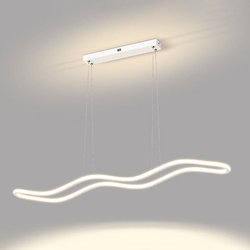Creative Linear Island Lighting Fixture Modern Style LED Hanging Light for Dining Room