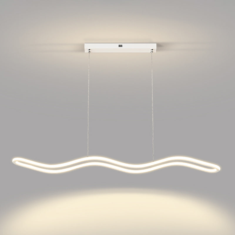 Creative Linear Island Lighting Fixture Modern Style LED Hanging Light for Dining Room