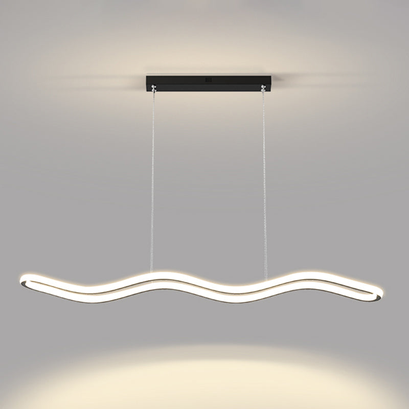 Creative Linear Island Lighting Fixture Modern Style LED Hanging Light for Dining Room