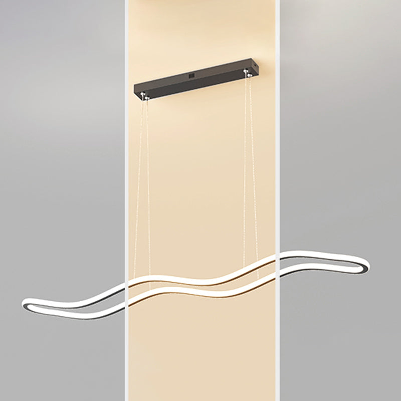 Creative Linear Island Lighting Fixture Modern Style LED Hanging Light for Dining Room