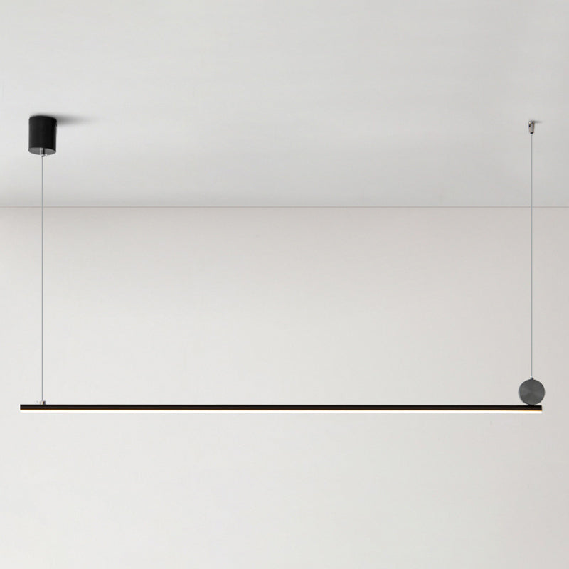 Contemporary Linear Shape Hanging Light Fixture Metal 1 Light Island Pendant Light