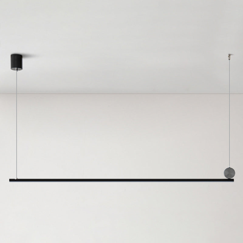 Contemporary Linear Shape Hanging Light Fixture Metal 1 Light Island Pendant Light