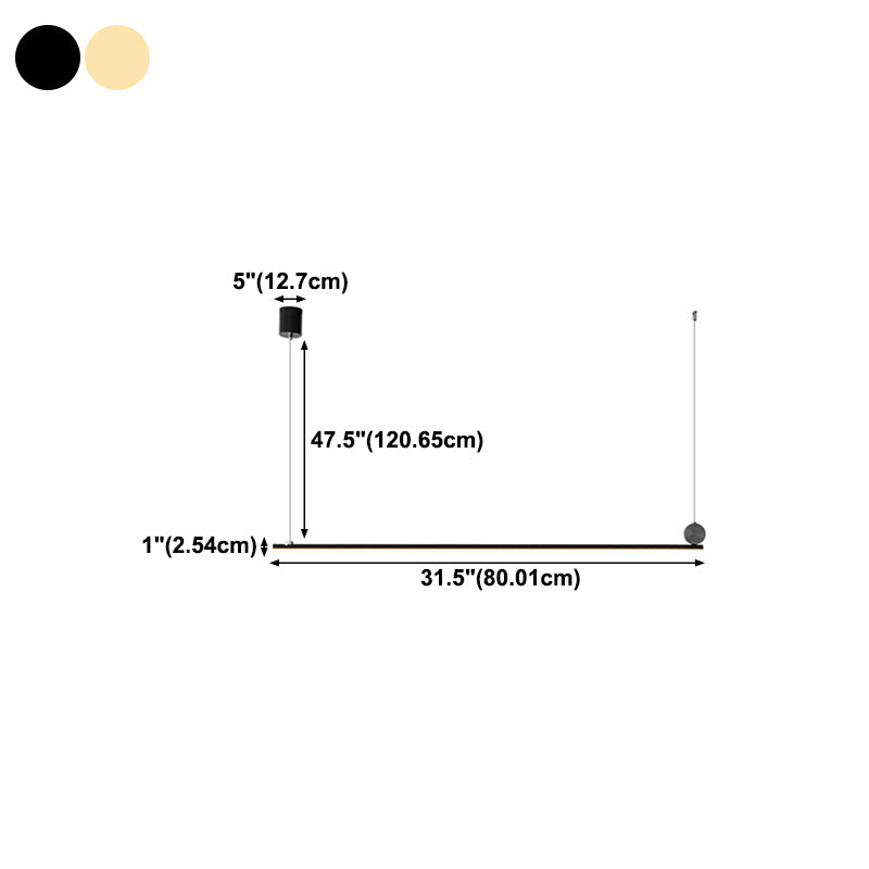 Contemporary Linear Shape Hanging Light Fixture Metal 1 Light Island Pendant Light