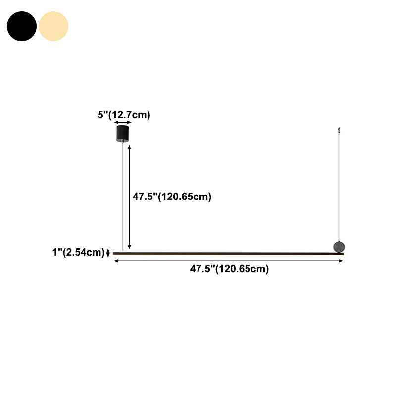 Contemporary Linear Shape Hanging Light Fixture Metal 1 Light Island Pendant Light