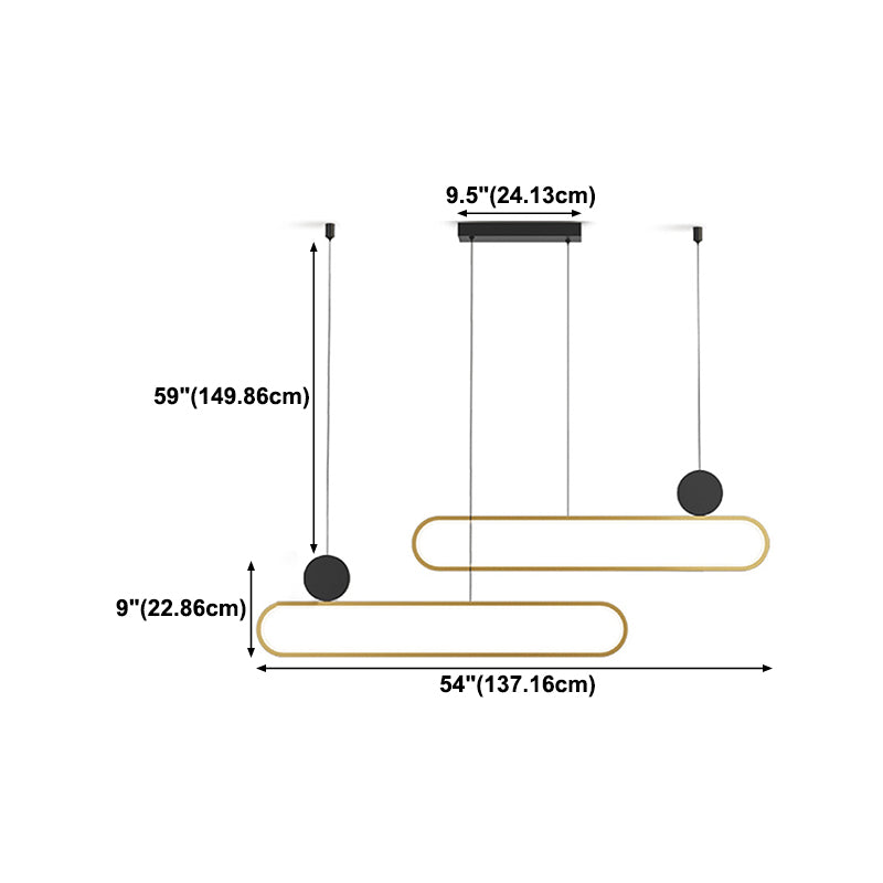 Contemporary Style Linear Shape Island Lights Metal Island Pendant Lights in Gold