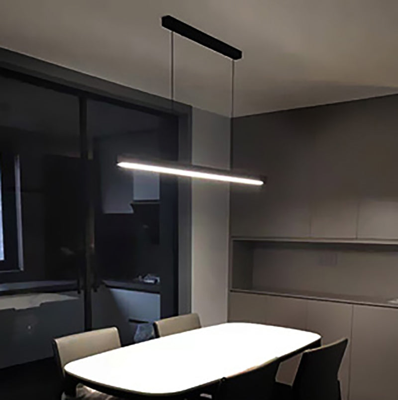 Simple LED Island Light Modern Style Linear Hanging Light for Dining Room