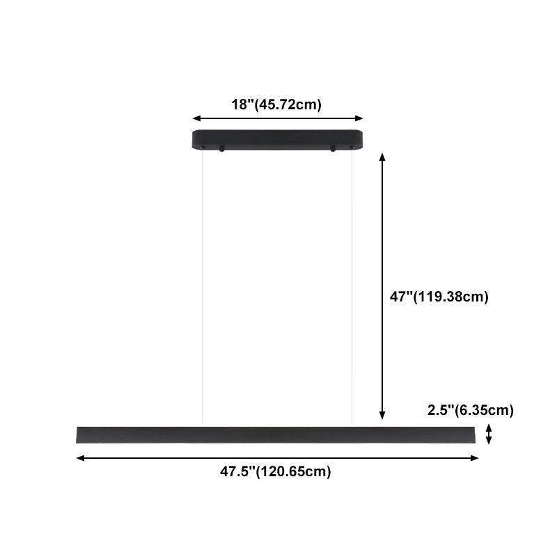 Simple LED Island Light Modern Style Linear Hanging Light for Dining Room