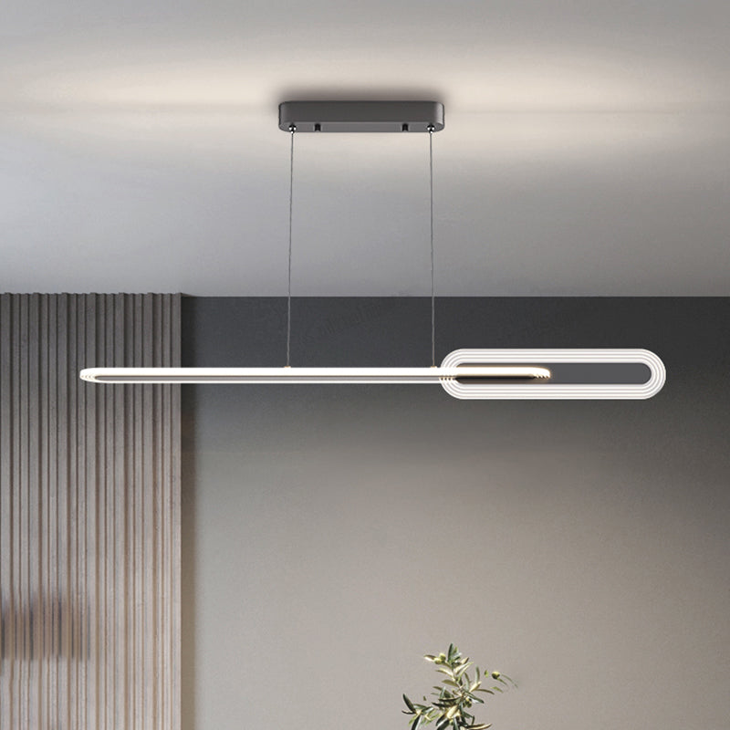 Linear LED Island Light Modern Style Metal Hanging Light for Dining Room