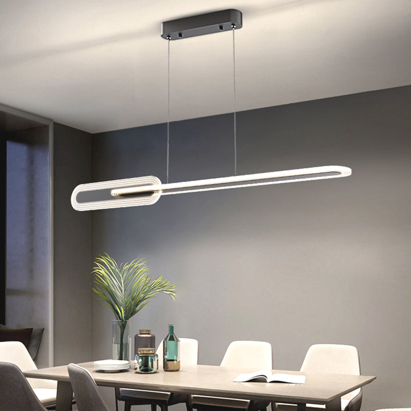 Linear LED Island Light Modern Style Metal Hanging Light for Dining Room