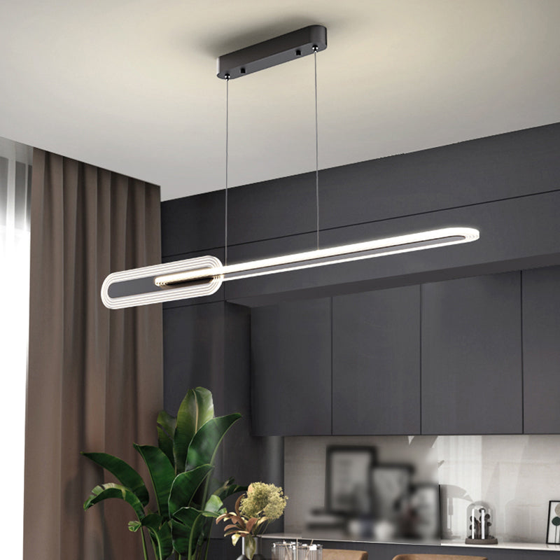Linear LED Island Light Modern Style Metal Hanging Light for Dining Room