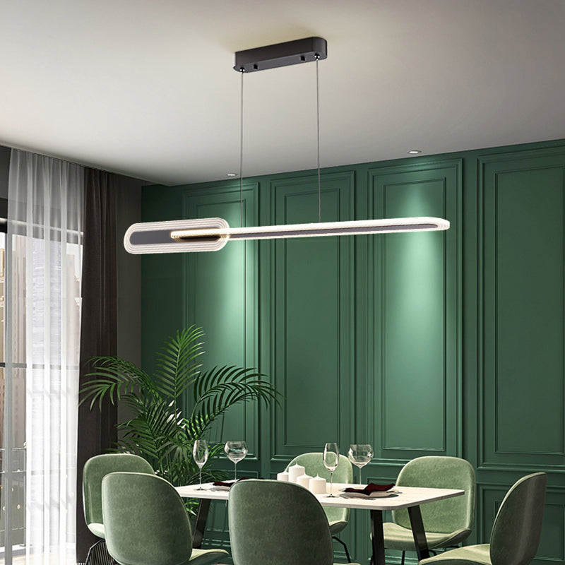 Linear LED Island Light Modern Style Metal Hanging Light for Dining Room