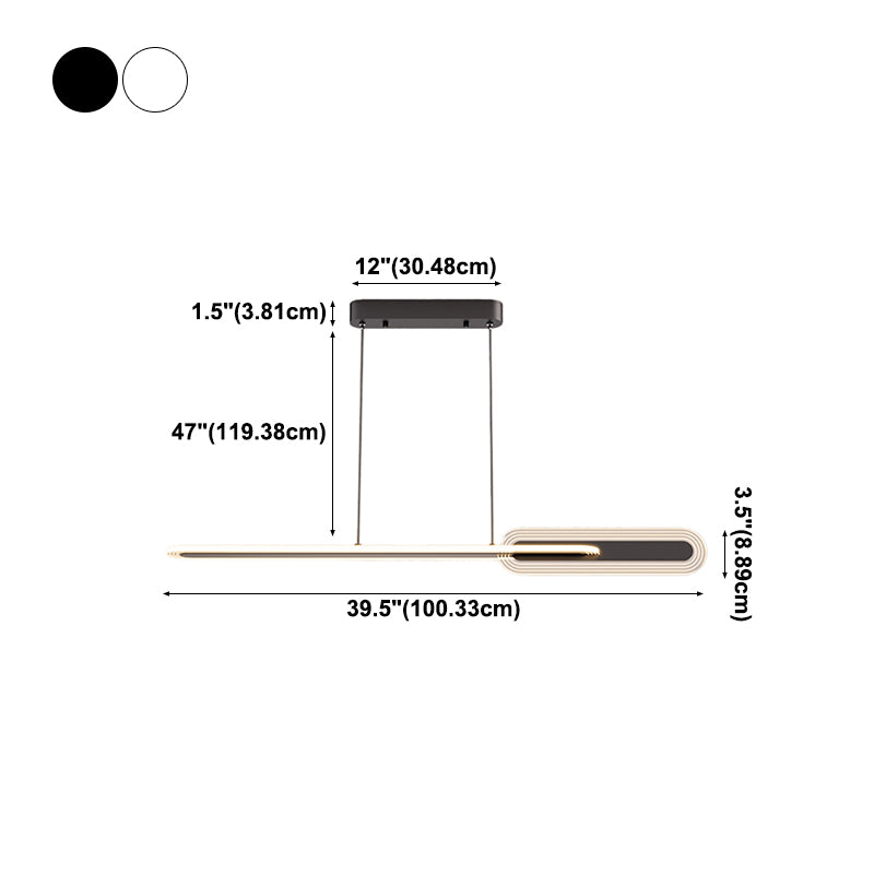 Linear LED Island Light Modern Style Metal Hanging Light for Dining Room