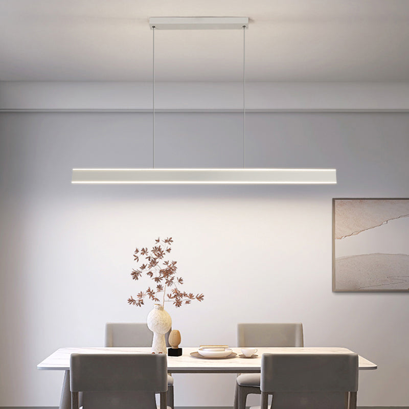 Simple LED Island Light Modern Style White Hanging Light for Dining Room