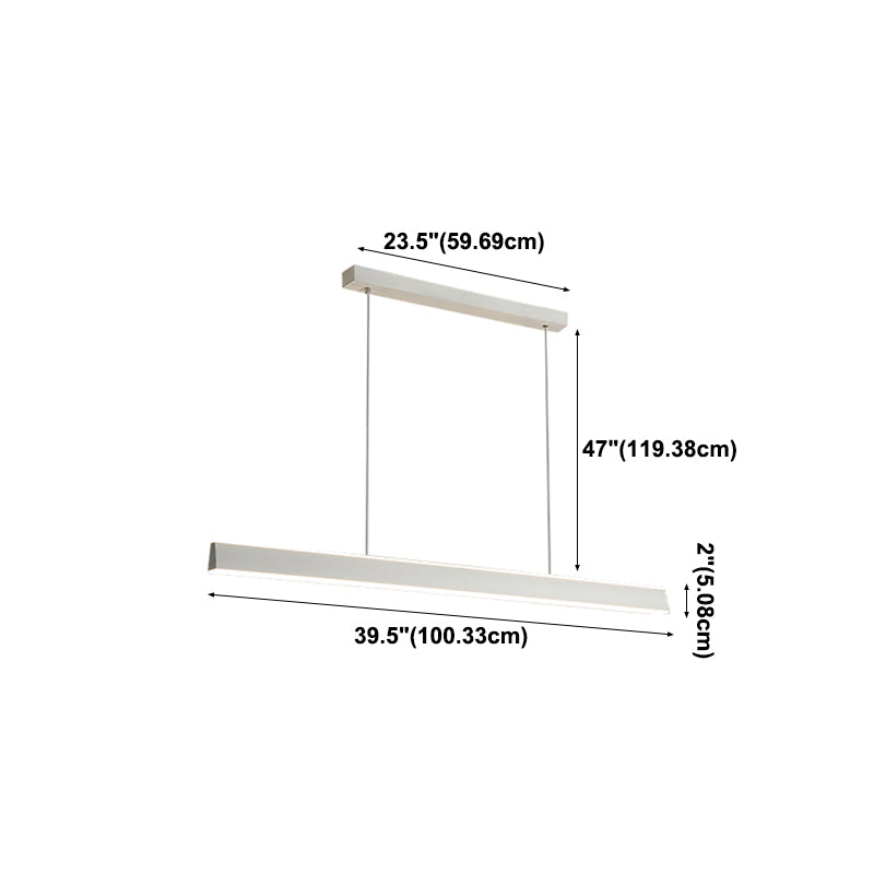 Simple LED Island Light Modern Style White Hanging Light for Dining Room