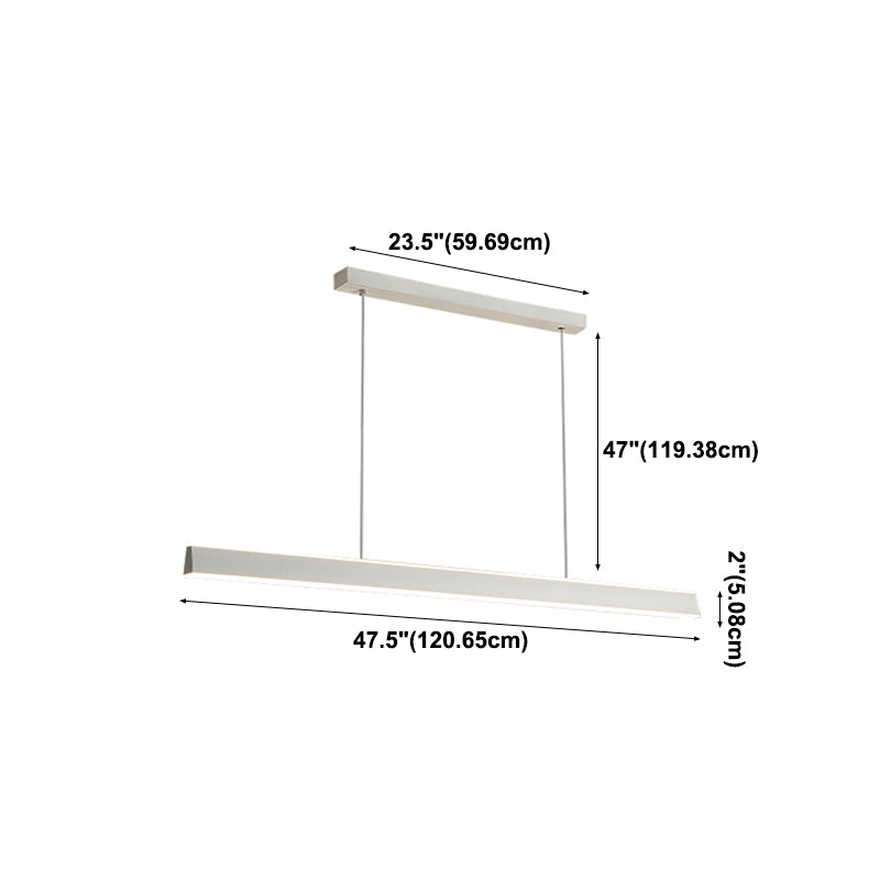 Simple LED Island Light Modern Style White Hanging Light for Dining Room