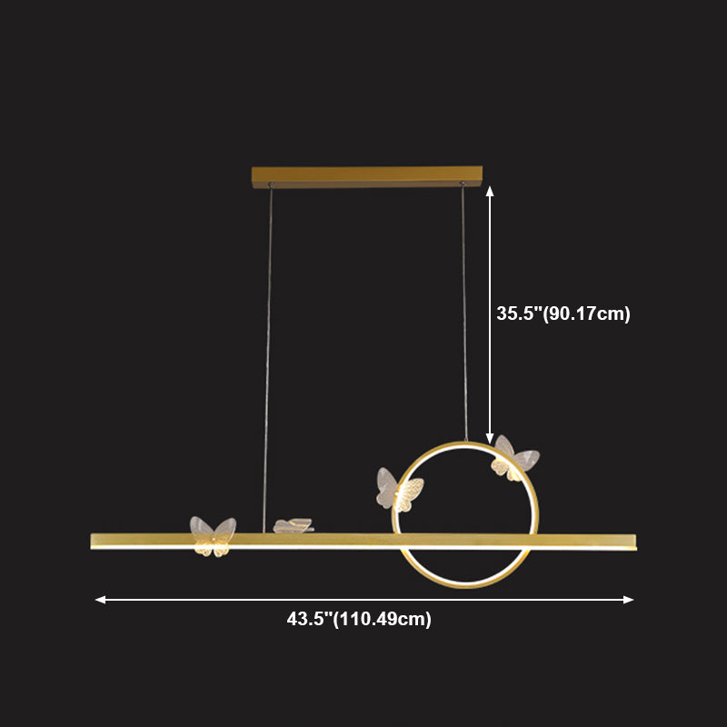 Modern Metal Island Lamp Geometry 2-Head Restaurant LED Pendant Light with Acrylic Shade