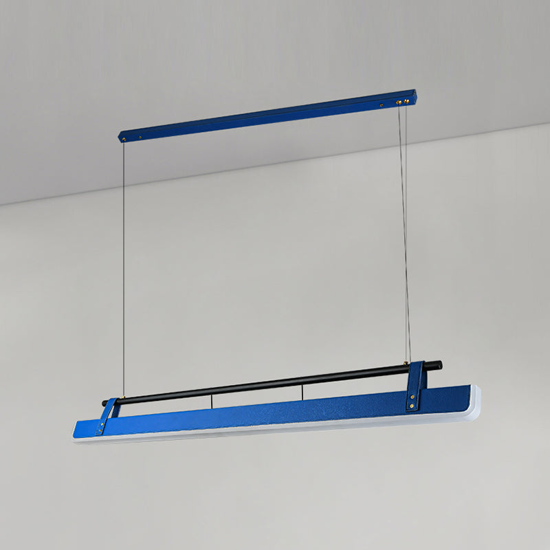 Modern Leather Island Lamp Rectangle 1-Light Restaurant Pendant Light with Acrylic Shade