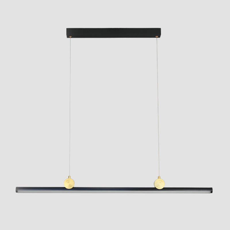 Black Aluminum Island Lamp Modern Linear Restaurant Pendant Light with Acrylic Shade