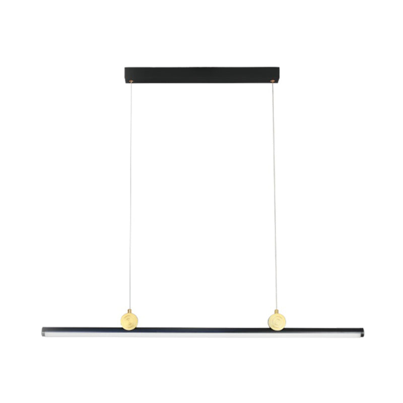 Black Aluminum Island Lamp Modern Linear Restaurant Pendant Light with Acrylic Shade