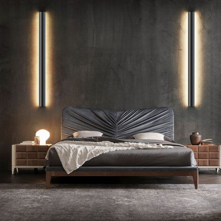 Linear Shape Metal Wall Lighting Idea Modern Style 1 Light Wall Mount Lighting in Black