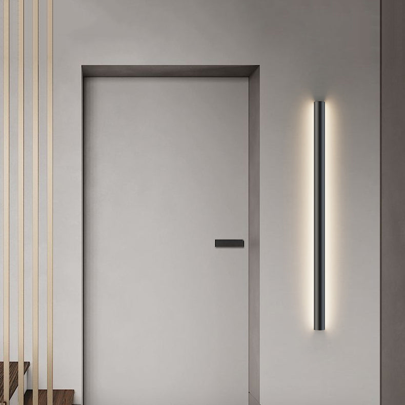 Linear Shape Metal Wall Lighting Idea Modern Style 1 Light Wall Mount Lighting in Black